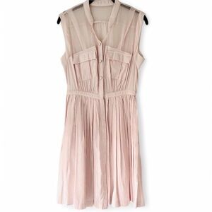 Blush Pleated Shirt Dress